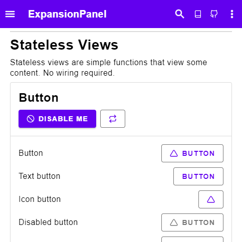 Example using the Material Design style